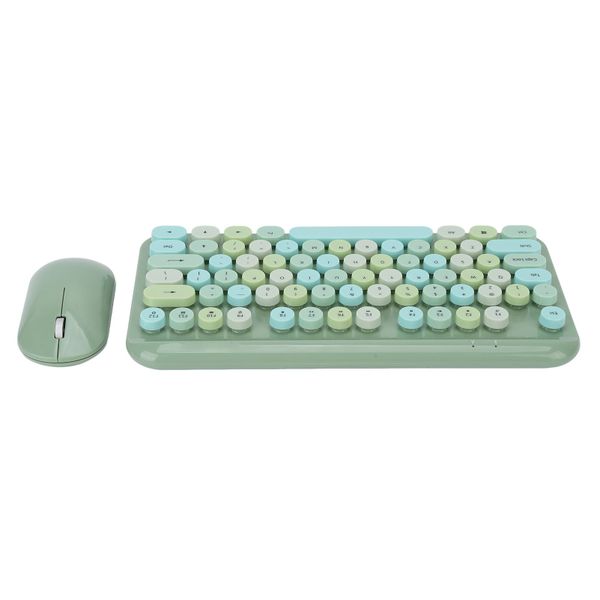 USB Keyboard Mouse 2.4G Wireless Retro 75 keys Compatible with Laptop green