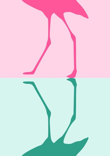 Premium Framed Canvas Print: Flamingo Minimalist