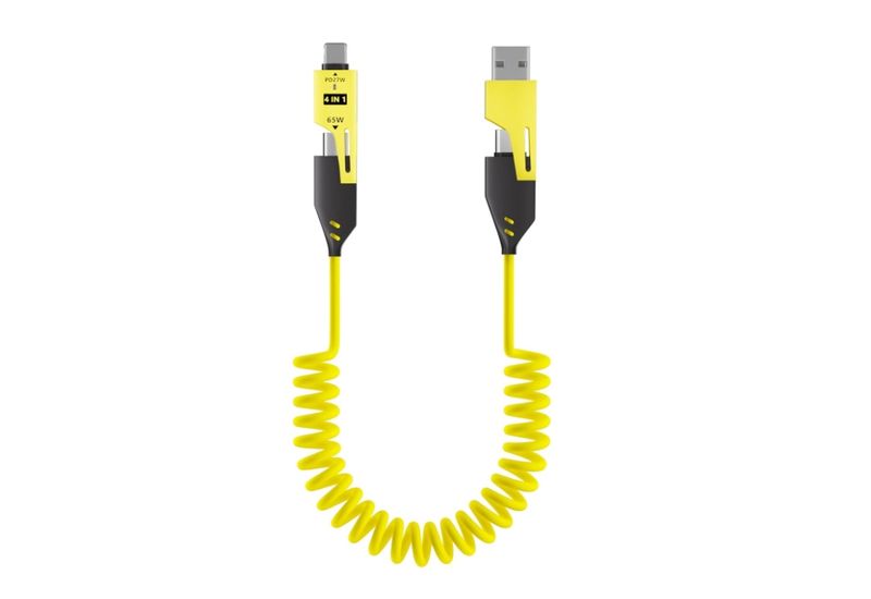 4 in 1 Spring Charging Cable - 65W USB to USB C Cable Suitable for Smart