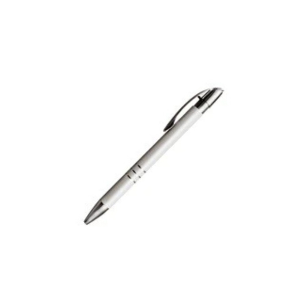 Silver and White Metal Ballpoint Pen - Pack of 100