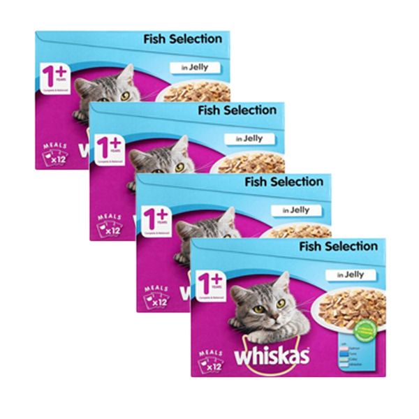 Whiskas Cat Food Multipack Pouch Fish in Jelly - 48 x 85g