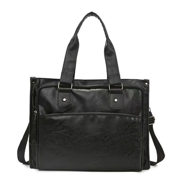 Leather Briefcase / Casual Laptop Bag / Large-Capacity Handbag