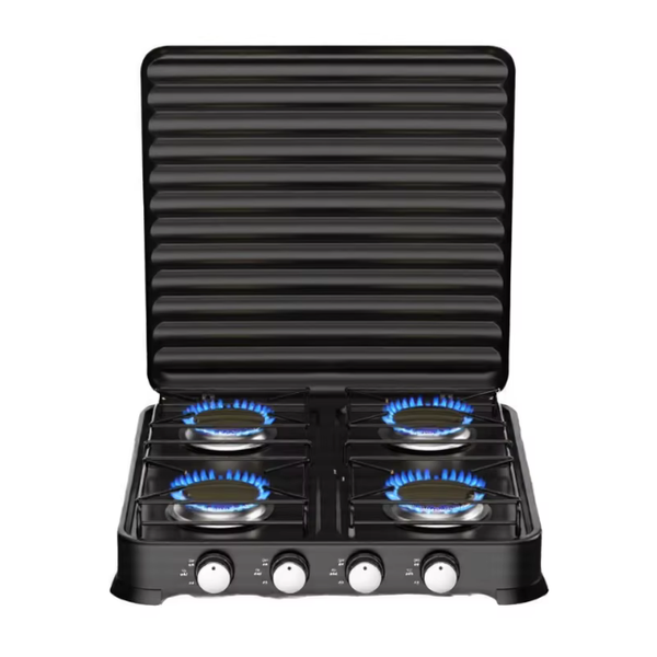 Heavy-Duty 4 Burner Gas Stove - Black