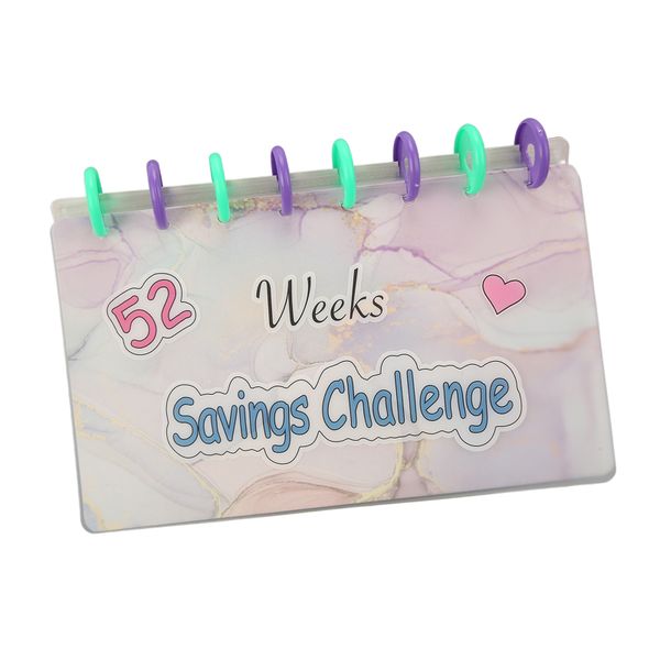 52 Week Savings Challenge Binder with Cash Envelopes, PVC, 118g Budget Orga