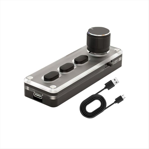 Macro Mechanical Keyboard Silicone Silent 3 Keys 1 Knob Black