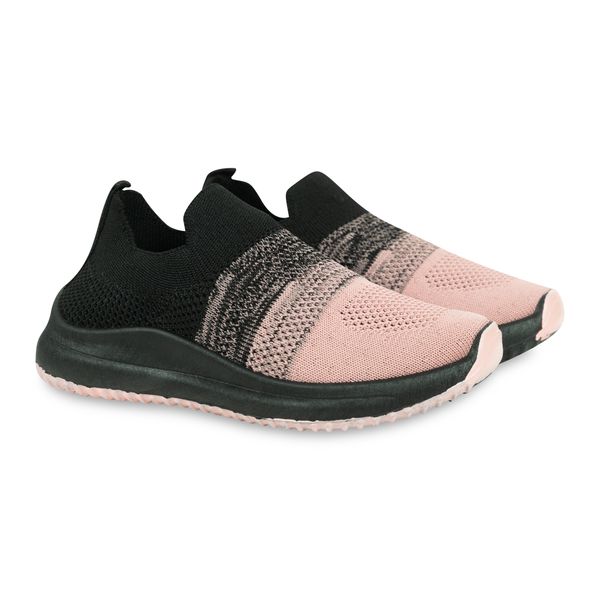 Urban Knit Slip-On Shoes - Black &amp; Pink