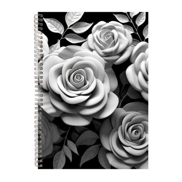 3D Clay Black And White Roses 2 Notebook Gift Idea A4 Notepad Pad 104
