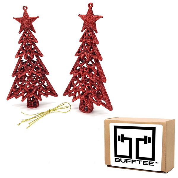 Bufftee Christmas Tree Star 2 in 1 Bauble &amp; Christmas Star - 2pc Red Dust