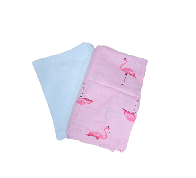 Baby Swaddling Muslin Blanket - Pink Flamingo 2 Pack
