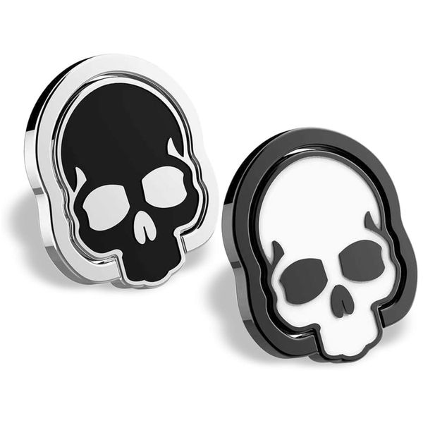 Cell Phone Skull Ring Grip,2 Packs 360 Adjustable Finger Ring Holder