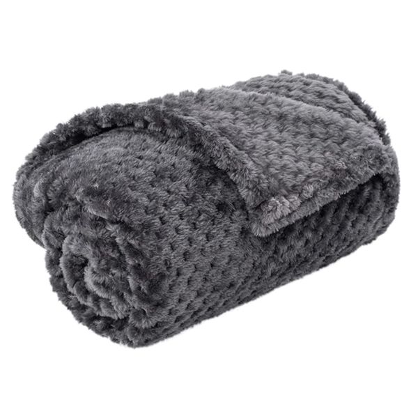 Grey Polyester Contemporary Throw (200cm x 230cm)