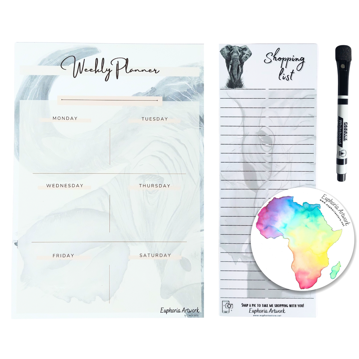 Magnetic fridge dry erase weekly planner and shopping list combo shop