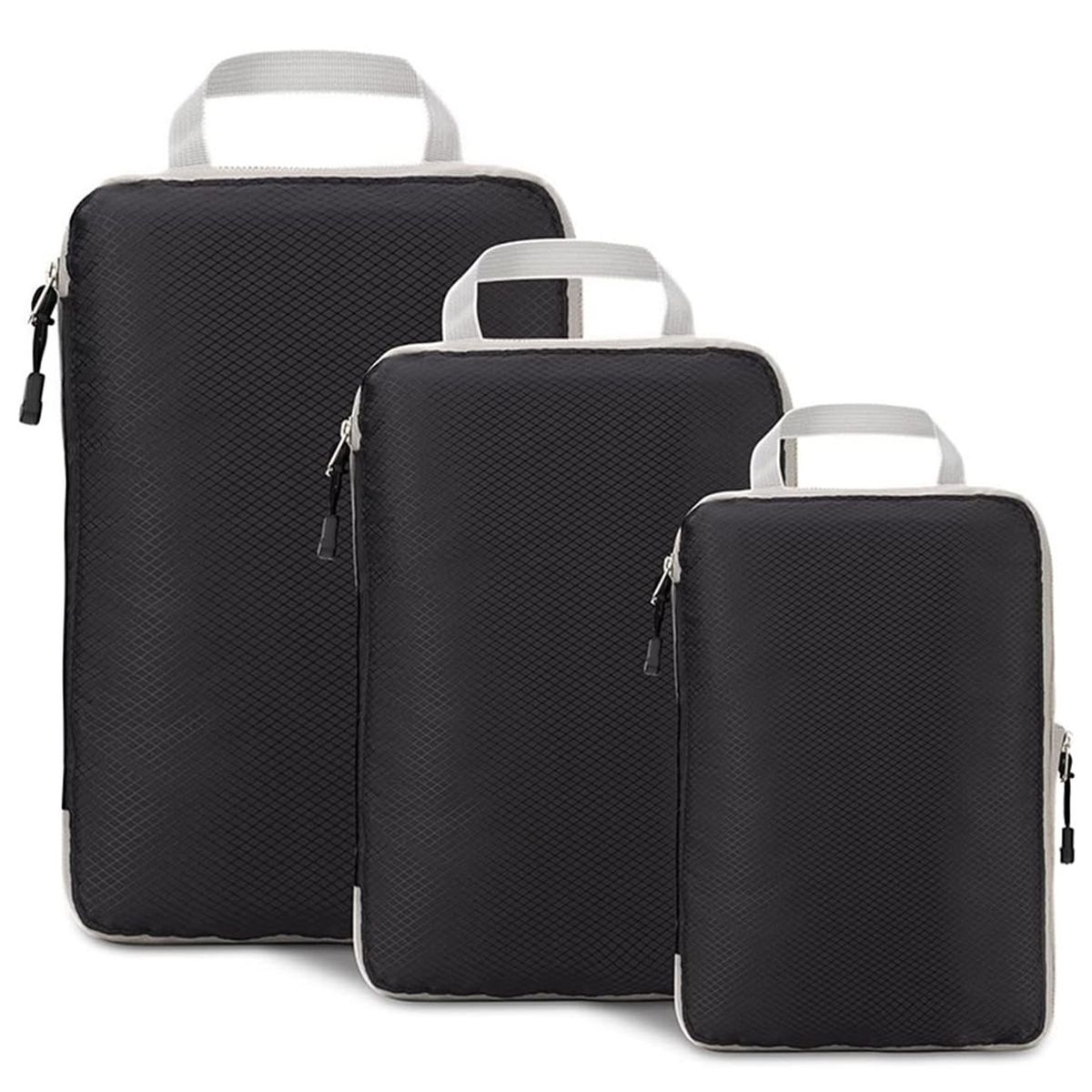 3 Pieces Compression Packing Cubes Travel Organizer Bags Set for Suitcase