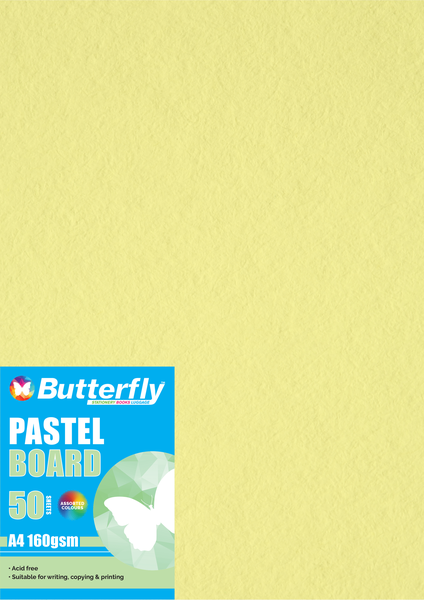 Butterfly A4 Pastel Board 50s - Yellow