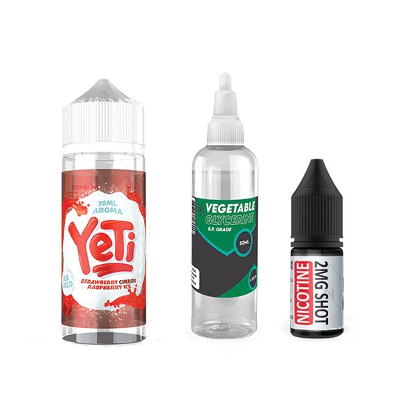 120ml Yeti Vape Juice DIY Longfill Kit-Strawberry Cherry Raspberry Ice-2mg