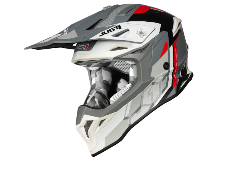 Just 1 J39 Pro Reactor White/Red/Grey Matt Helmet