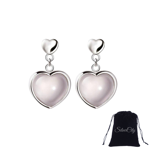 SilverCity 925 Sterling Silver Plated Natural Pink Hibiscus Heart Stone