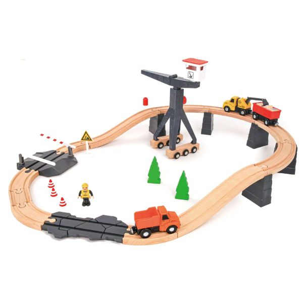 Construction Yard Train Set - 35-Piece Playset