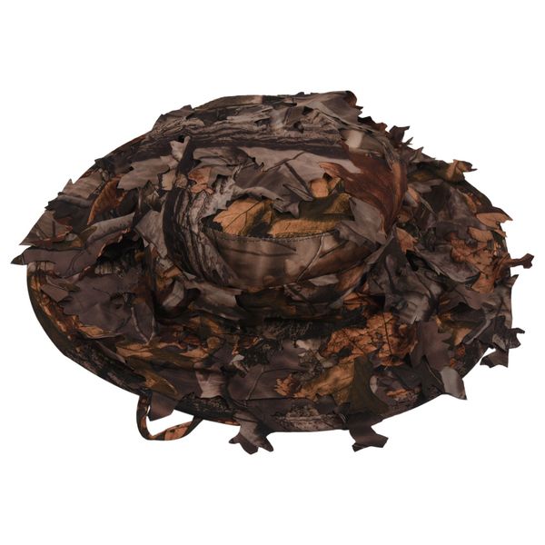 Camouflage Hunting Hat With Bionic 3D Real Tree Leaf Hunting Cap