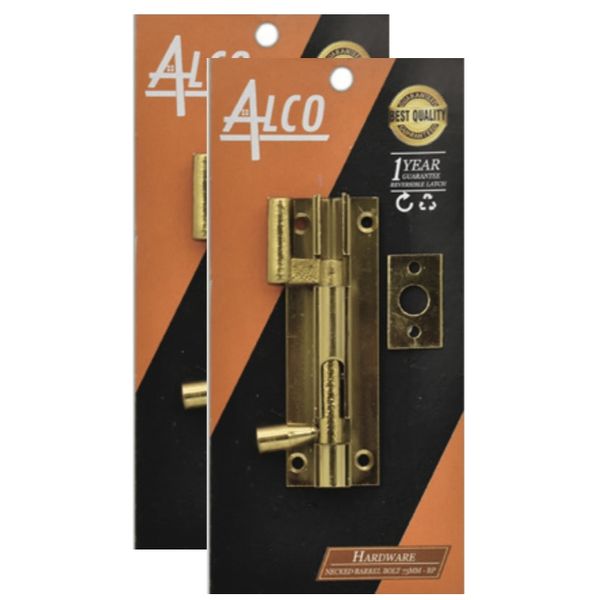 Alco Necked Barrel Bolt Brass 100mm BP