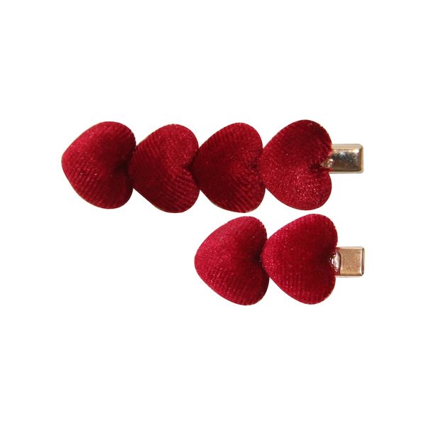 2 Piece Luxury Velvet Heart Clips Set