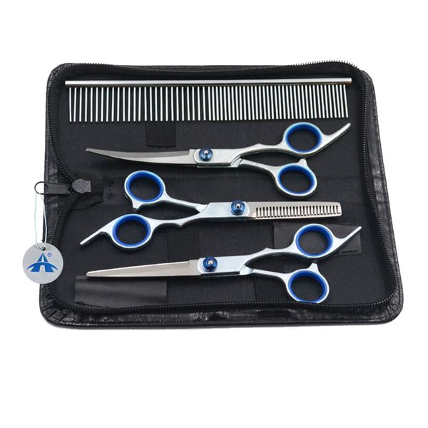 Professional 5-In-1 Pet Grooming Scissors Set With Storage Pouch - 6 inch