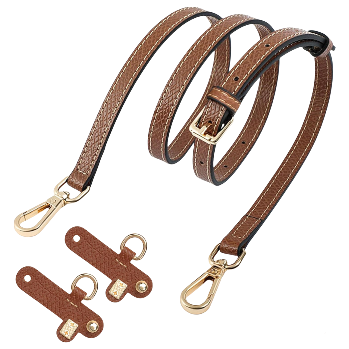 Adjustable Strap Set with No-Punch Buckle, Replacement Leather Purse Strap