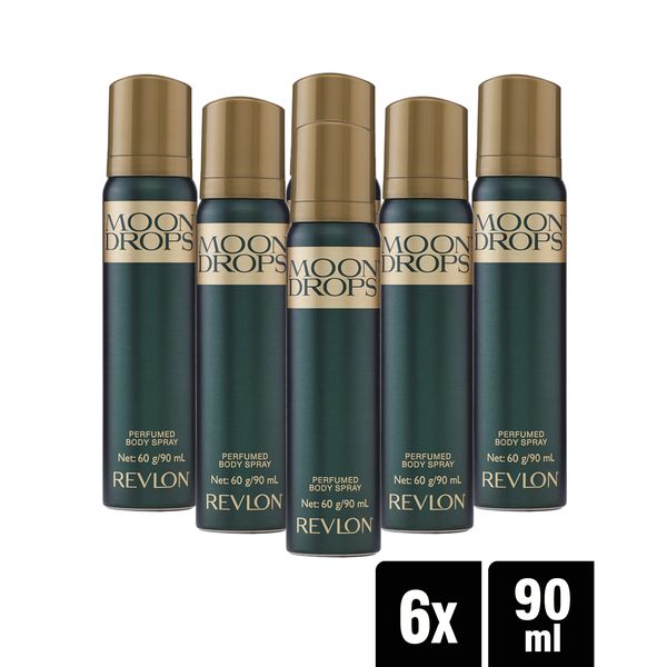 Revlon Moondrops Perfumed Deodorant Body Spray - 6 x 90ml