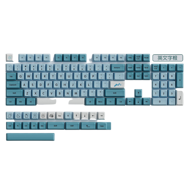 126pcs Iceberg Mechanical Keyboard Keycaps XDA Profile, Non-Backlit