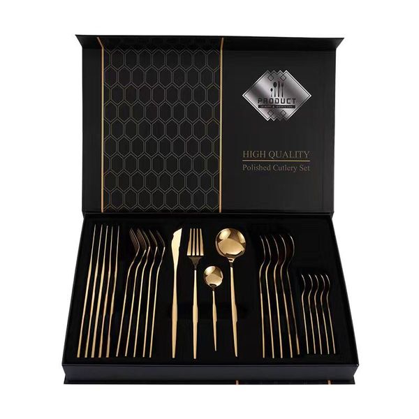 Stainless Steel Cutlery Set 24 Pcs Multi Color Flat Wear Set