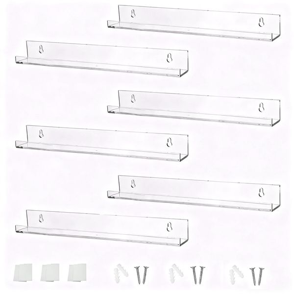 Acrylic Floating Shelves Clear Bathroom Storage Shelves Wall Mounted Book