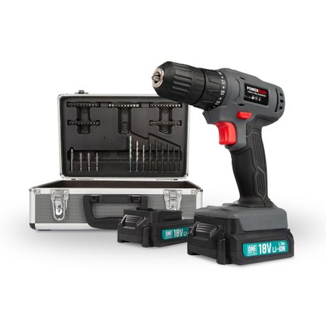 Power Plus 18V Cordless Compact Screwdriver Drill Kit Grey Daily Sale Shop