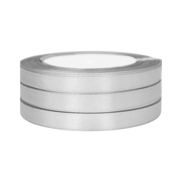 Satin Ribbon - 15mm width - Metallic Silver - 23m - Pack of 3