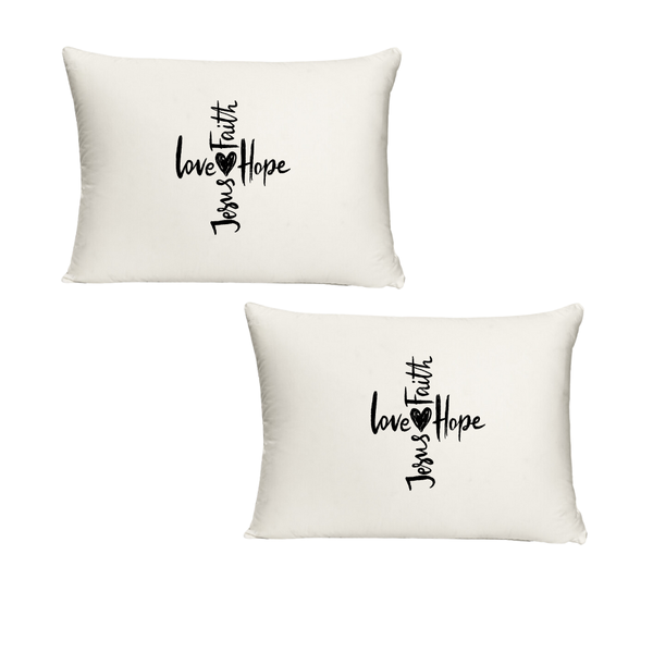 Jesus, Love, Hope &amp; Faith Twin Set White Polyester Pillowcases