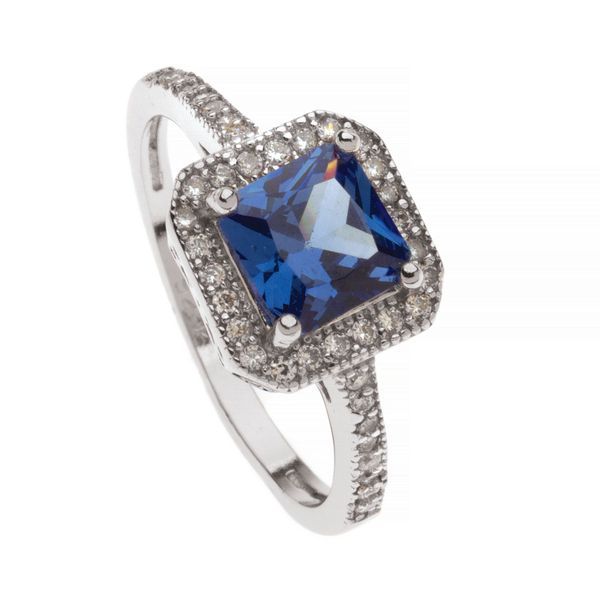 Silver Cubic Zirconia Tanzanite Dress Ring