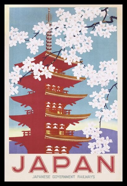 Japan Railways - Blossom Poster with Black Frame