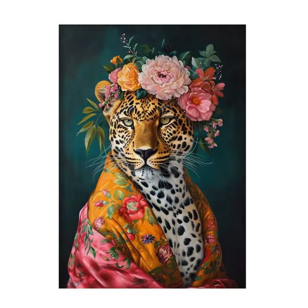 Decor Novelty Bohemian Eclectic Wild Animal Portrait Poster Wall Art 60cm