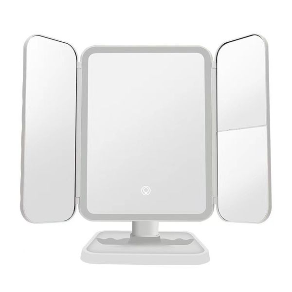 LED Foldable Makeup Mirror with Adjustable 3-color Lighting