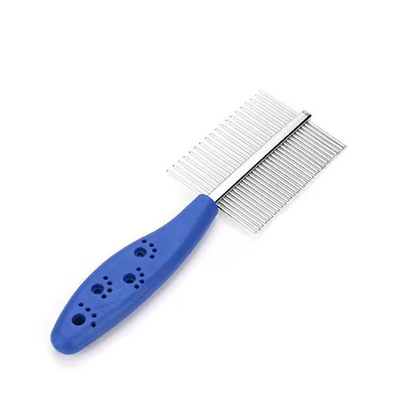Dog Grooming Brush - Double Row Stainless Steel Pins, Ergonomic Handle