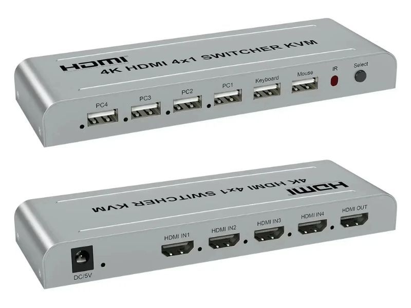 ZATECH 4K 4x1 HDMI KVM Switcher - 4 In 1 Out - Multi-Compute