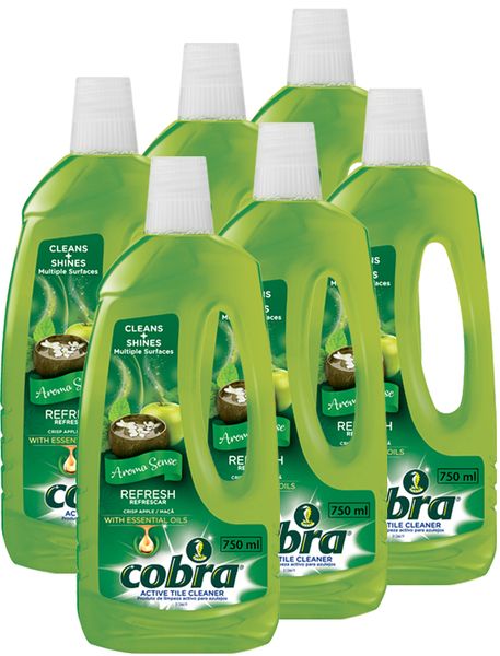 Cobra Active Tile Cleaner Aroma Sense Refresh - Crisp Apple - 6 x 750ml