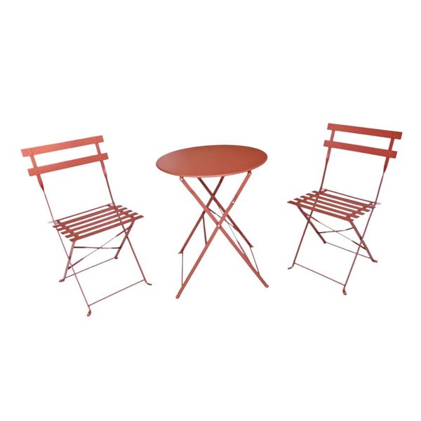 George &amp; Mason- Louise Steel Bistro Patio Set Terracotta