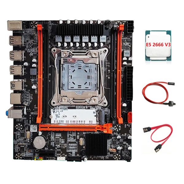 X99H Motherboard+E5 2666 V3 Cpu+Switch Cable+Sata Cable Kit