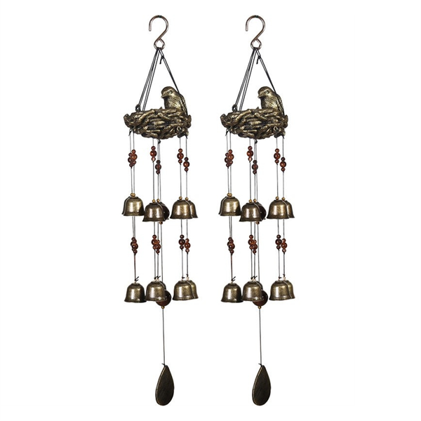 1Pcs Bird Nest Wind Chimes Wind Chime With 12 Pieces Bronze Bells