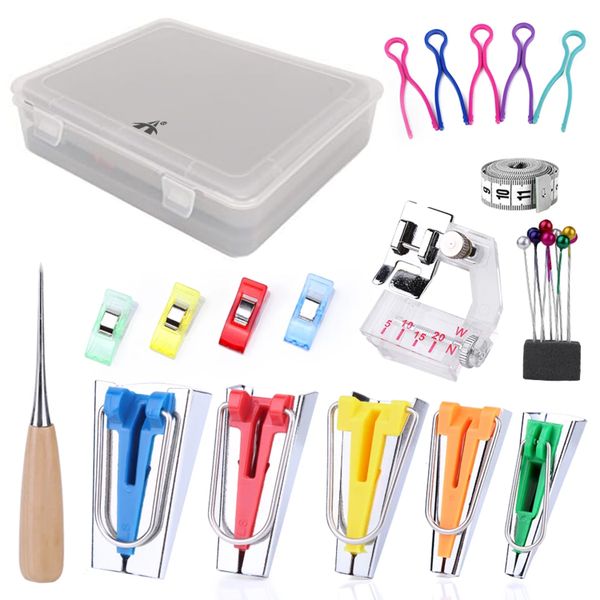 ALANES 18-In-1 Practical Fabric Bias Tape Maker Set for Sewing and Quilting
