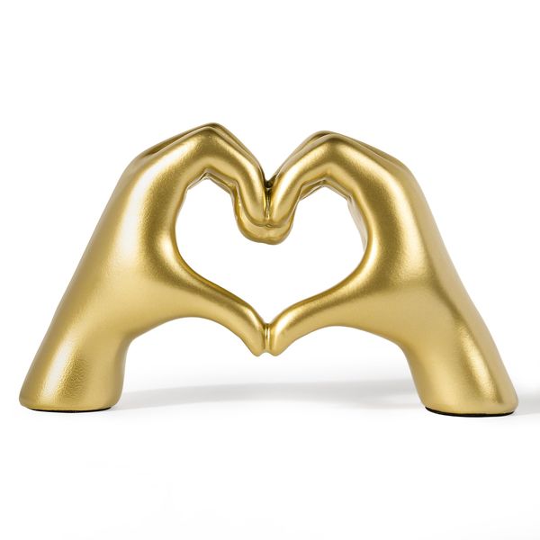 Gold Decor Living Room Small Shelf Decor Aesthetic Heart Hands Sculpture
