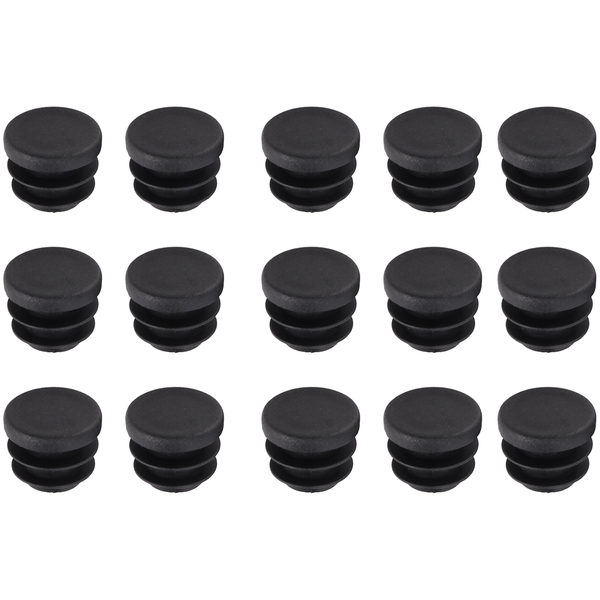 Black Plastic Blanking End Cap Round Tube Insert Pipe Bung -16mm - 15 Pieces