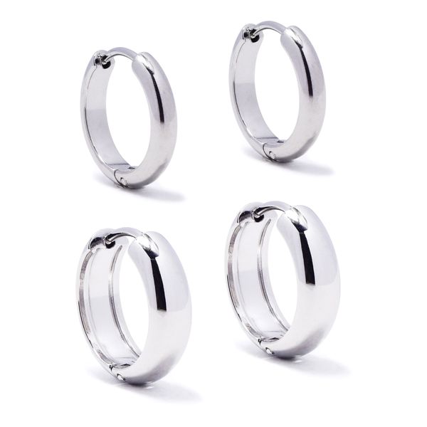 Steel My Heart Waterproof Stainless Steel 16mm &amp; 17mm Hoop Earrings