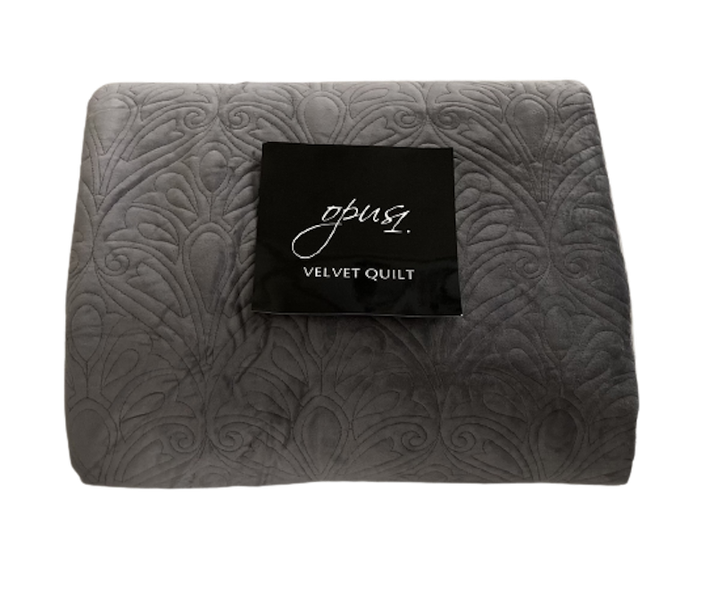 Cottonbox Velvet Quilt - Grey