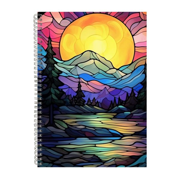 Stained Glass Northen Lights Landscape Notebook Gift Idea A4 Notepad Pad 108